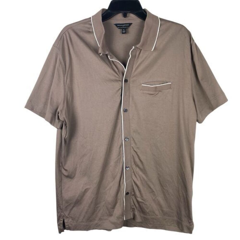 Banana Republic Knit Mens Polo Sz L‎ Brown Preppy Classic Old Money